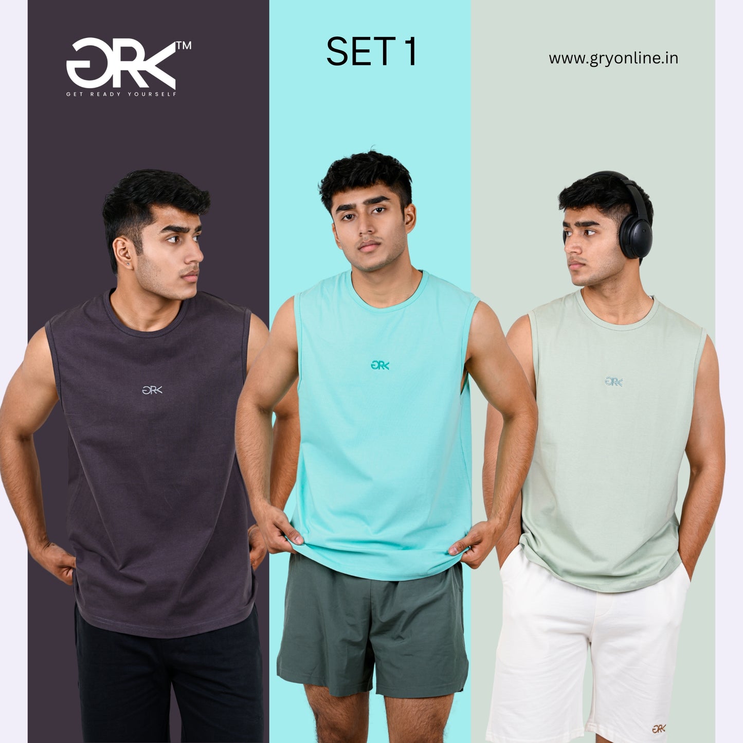 GRY PACK OF 3 TANK TOP
