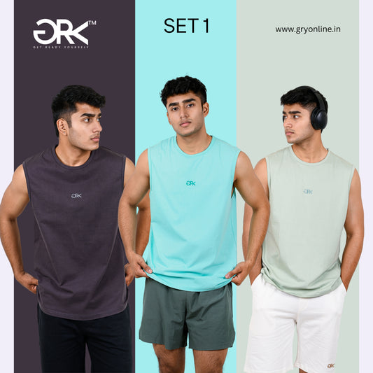 GRY PACK OF 3 TANK TOP