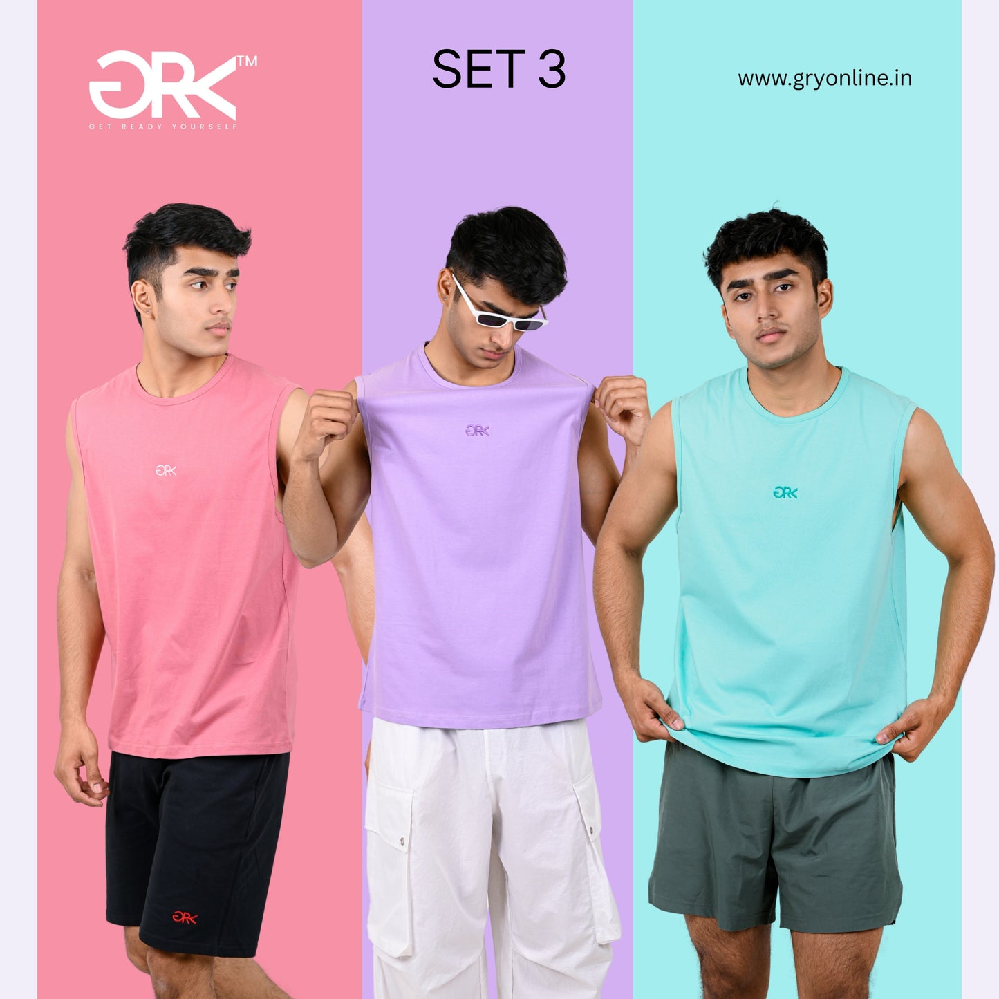 GRY PACK OF 3 TANK TOP