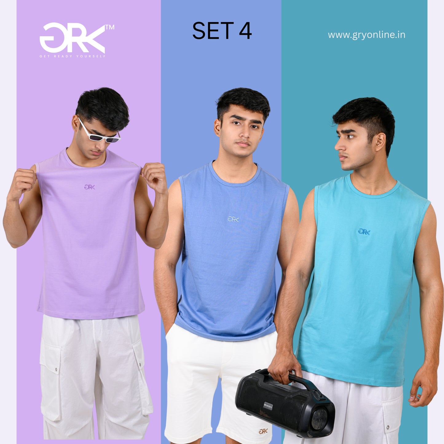 GRY PACK OF 3 TANK TOP