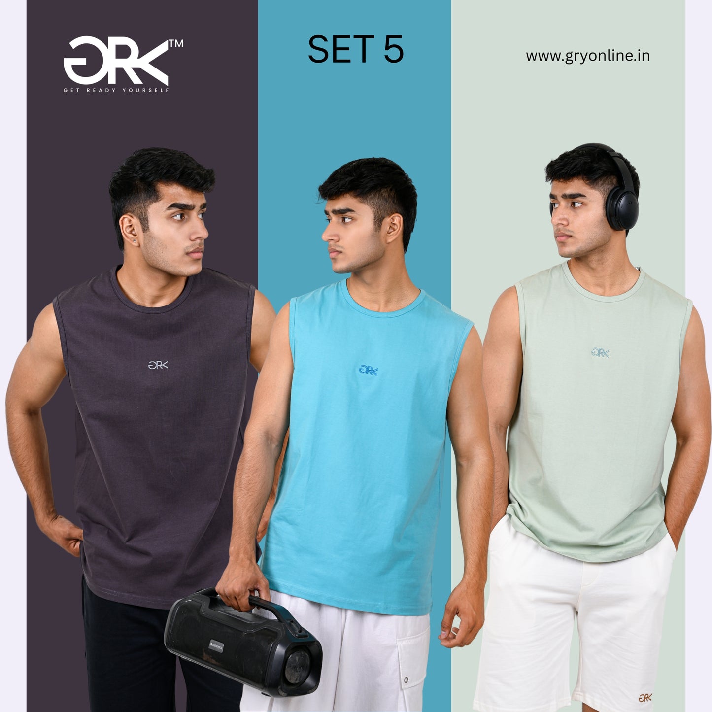 GRY PACK OF 3 TANK TOP
