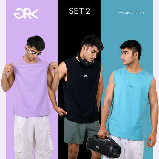 GRY PACK OF 3 TANK TOP